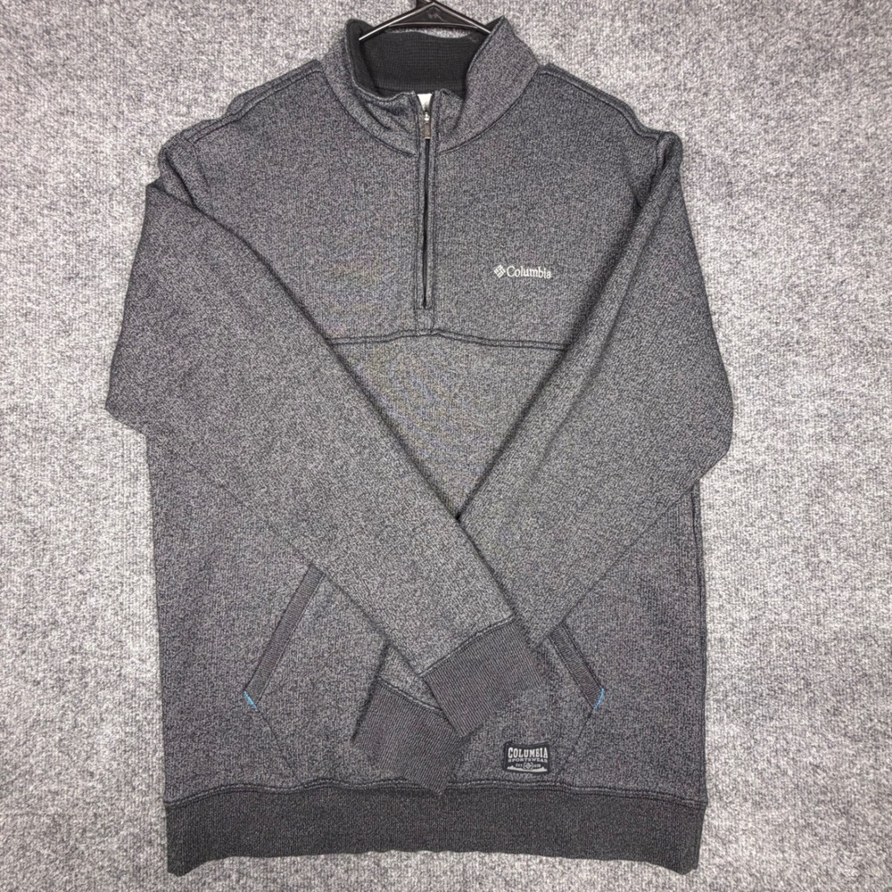 Columbia Mens Quarter Zip Pullover Sweater Gray Heather Fleece Lined Large